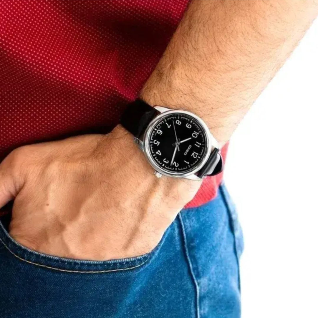 Reloj Casio mtp-v005l-1b4 Original Caballero Cuero - Negro