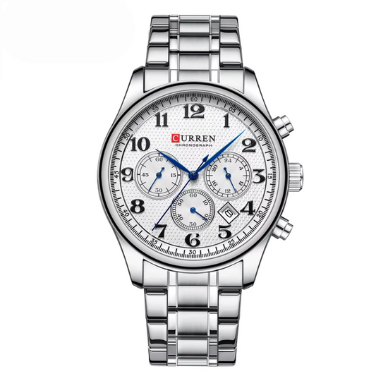 Reloj Curren 8466 Cronógrafo En Acero Para Hombre Plateado