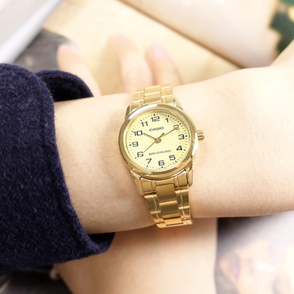 Reloj casio ltp-v001g-9b Original En Acero Para Dama Elegante - Dorado