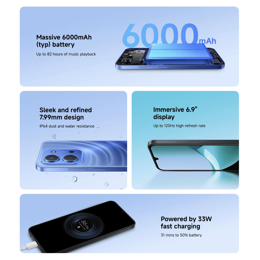 Celular Xiaomi Redmi 15C 128GB 4+4RAM Azul