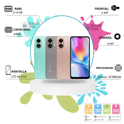 Celular ZTE A35E 64GB 2+4RAM