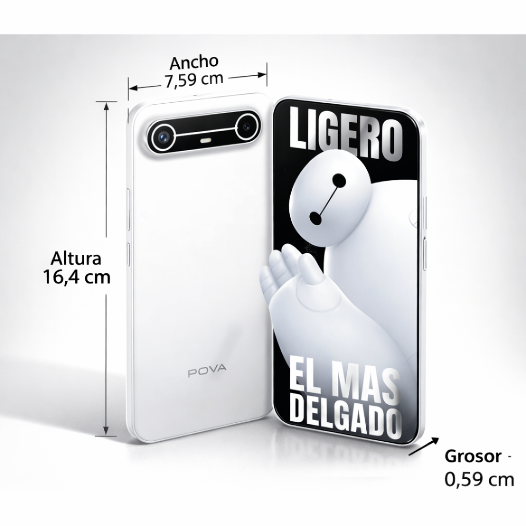 Celular Tecno Pova Slim 5G 256GB 8RAM Blanco