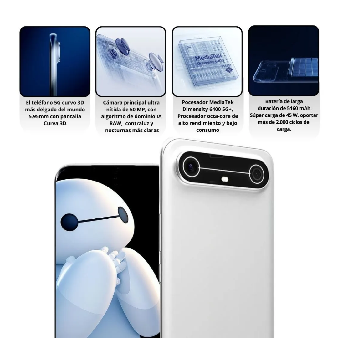 Celular Tecno Pova Slim 5G 256GB 8RAM Blanco